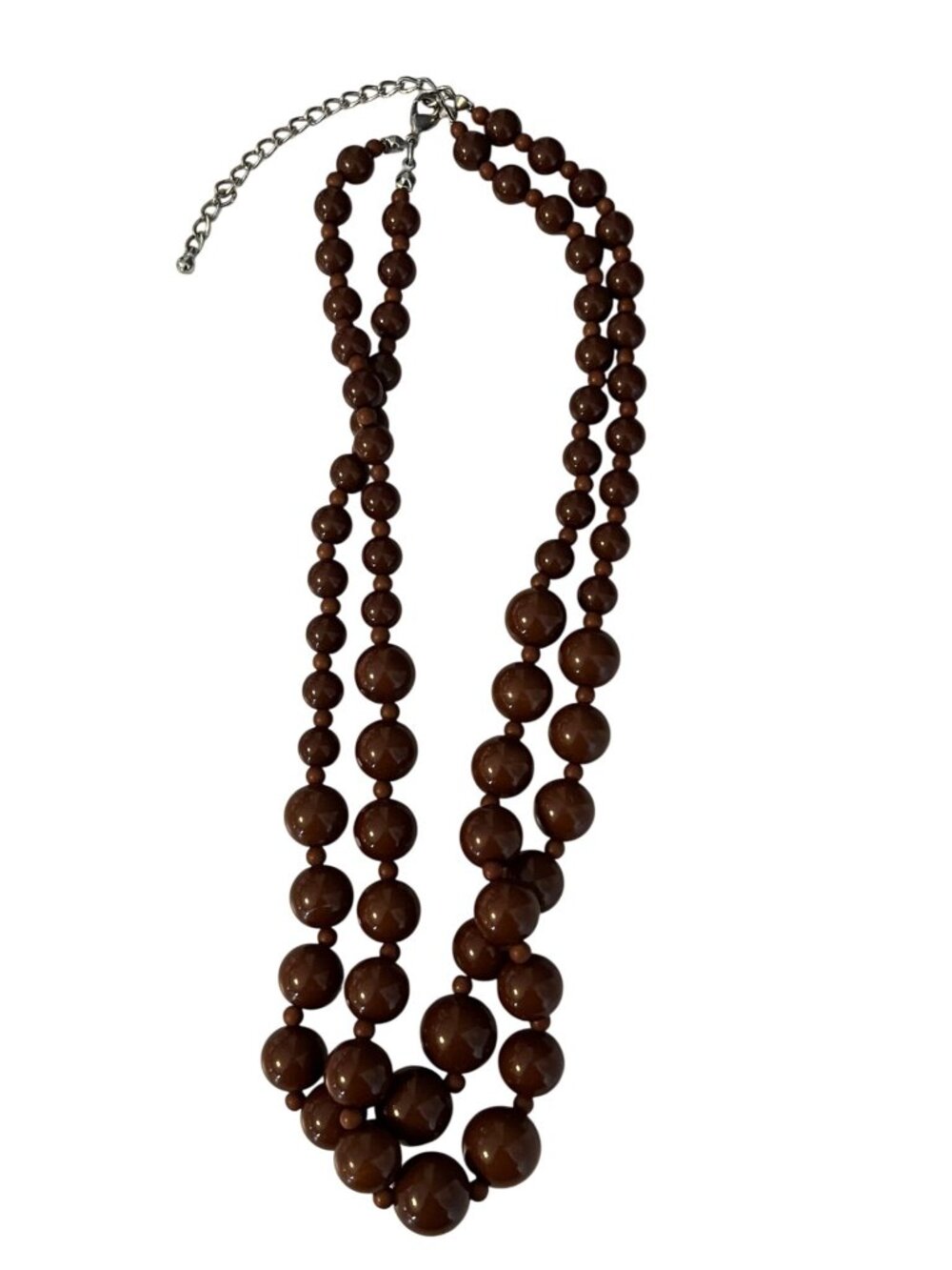 Brown Beaded Necklace Multi Strand Graduated Statement Necklace 18”